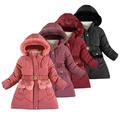 KYAIGUO Kids Winter Jacket Coats for Girls Hooded Parka Waterproof Coats Teen Girls Long Fleece Coats Big Little Girls Mid-Length Winter Outerwear Zipper Thickened Warm Snow Jacket for 4-14Y