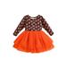 Emmababy Toddler Girl Halloween Dress featuring Long Sleeves and Pumpkin Print