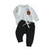 Canis Cute Baby Boys Halloween Outfits featuring Pumpkin Print Sweatshirt and Elastic Pants