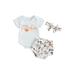 wybzd Girls Halloween Outfit: Letters Romper Drinks Print Shorts and Hairband Set