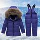 Lilgiuy Kids 2-Piece Snowsuit 2023 New Casual Solid Color Windproof Winter Warm Ski Jacket & Snow Bib Pants Ski Suit for Snowballing Snowboarding Purple (1-6Years)