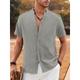 Men's Shirt Button Up Shirt Casual Shirt Summer Shirt White Pink Navy Blue Sky Blue Gray Short Sleeve Plain Band Collar Daily Vacation Clothing Apparel Fashion Casual Comfortable