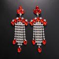 Women's Drop Earrings Tassel Fringe Drop Precious Statement Imitation Diamond Earrings Jewelry White / Red For Wedding Party Gift 1 Pair