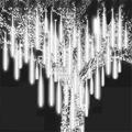 Meteor Shower Rain Lights Christmas Outdoor Decorations 80cm 8 Tubes 576 LED Falling Rain Lights Plug in Icicle Snow Cascading String Lights for Xmas Tree Holiday Patio Decorations