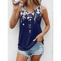 Women's Tank Top Vest Geometric Casual Print Blue Sleeveless Fashion V Neck Summer