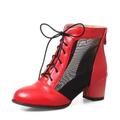 Women's Boots Block Heel Boots Sandals Boots Summer Boots Lace Up Boots Daily Booties Ankle Boots Ribbon Tie Chunky Heel Pointed Toe Minimalism Sweet Mesh PU Zipper Black White Red