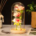 Simulation Rose Flower Gifts Night Light Glass Cover Battery Powered Eternal Flower Dry Bouquet Valentine's Day Mother's Day Creative Gift Wedding Party Decoration