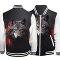 Boys 3D Wolf Jacket Long Sleeve Spring Fall Winter Active Streetwear Cool Polyester Kids 3-12 Years V Neck Zip Street Daily Regular Fit