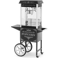 Royal Catering Popcornmaschine mit Wagen - 1600 W - 5 kg/h - Retro-Design - 195 / 235 °C - schwarz -