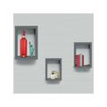 Trade Shop Traesio - Set 3 étagères Murales Design Moderne Rectangulaire Cube En Bois Gris