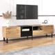 Yoleo - Meuble tv Style Industriel, Design Noir et Bois, 2 Portes 2 Tiroirs, Banc tv Buffet Salon