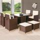 Rattan 9 Piece Cube Set, Table, Chairs and Stools / Black / Without Cover