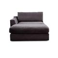 CAVADORE Sofa-Modul "Fiona" Longchair mit Armteil links / XXL-Recamiere passend zur Couchgarnitur Fiona /139 x 90 x 199/Webstoff grau