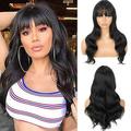 Melotizhi Wigs Human Hair Wig Cap Lace Front Wig for Women Long Curly Hair Wig Lace Inner Net Wig Air Bangs Long Curly Hair Water Ripple Wig Headgear