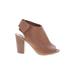 Chinese Laundry Heels: Slingback Stacked Heel Casual Tan Solid Shoes - Women's Size 7 - Peep Toe