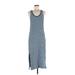 Saturday Sunday Casual Dress - Sheath Scoop Neck Sleeveless: Blue Color Block Dresses - Women's Size Medium