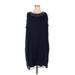SLNY Casual Dress - Shift Crew Neck Sleeveless: Blue Solid Dresses - Women's Size 22