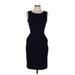 Lands' End Casual Dress - Sheath Scoop Neck Sleeveless: Blue Solid Dresses - Women's Size 6