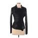 Calvin Klein Faux Leather Jacket: Short Black Print Jackets & Outerwear - Women's Size Small