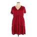 Knox Rose Casual Dress - A-Line V-Neck Short sleeves: Burgundy Print Dresses - Women's Size 2X-Large