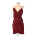 Lily Rose Cocktail Dress - Wrap V-Neck Sleeveless: Burgundy Dresses - Women's Size Medium