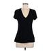 INC International Concepts Short Sleeve T-Shirt: Black Tops - Women's Size Medium