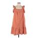 Universal Thread Casual Dress - Shirtdress Scoop Neck Sleeveless: Orange Print Dresses - Women's Size Large