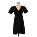 Madewell Casual Dress - Mini V-Neck Short sleeves: Black Print Dresses - New - Women's Size 00