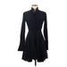 Alexander McQueen Casual Dress - A-Line High Neck Long sleeves: Black Solid Dresses - Women's Size 38