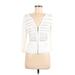 White House Black Market Jacket: Short Ivory Stripes Jackets & Outerwear - Women's Size Medium