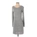 Gap Outlet Casual Dress Scoop Neck Long sleeves: Gray Print Dresses - Women's Size Small