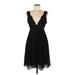Catherine Malandrino Cocktail Dress - Party V Neck Sleeveless: Black Solid Dresses - Women's Size 8