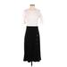 DKNY Casual Dress - Midi High Neck Short sleeves: Black Color Block Dresses - Women's Size Small