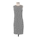 DKNY Casual Dress - Shift: Gray Grid Dresses - Women's Size 2