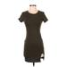 Shein Casual Dress - Bodycon Crew Neck Short sleeves: Brown Solid Dresses - Women's Size X-Small