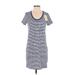 Universal Thread Casual Dress - Shift Scoop Neck Short sleeves: Blue Print Dresses - New - Women's Size X-Small