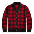 Polo By Ralph Lauren Sweaters | Nwt Ralph Lauren Polo Mens Buffalo Plaid Wool Shawl Collar Sweater Large | Color: Black/Red | Size: L
