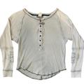 Free People Tops | Free People Henley Long Sleeve Top | Color: Gray/White | Size: Xs