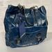 Coach Bags | Coach Patent Blue Leather Tote Push Lock Large Double Strap Rings Ribbon Tag | Color: Blue | Size: Os