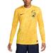 Men's Nike Yellow France National Team 2024 Goalkeeper Replica Stadium Long Sleeve Jersey
