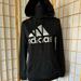Adidas Tops | 2 For $30 Adidas Women’s Black Loungewear Silver Glitter Logo Pullover Hoodie | Color: Black/Silver | Size: M