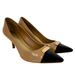 Coach Shoes | Coach Zan Nude And Black Patent Leather Pointy Gold Nameplate Pumps Size 8 B | Color: Black/Tan | Size: 8