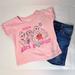 Disney Matching Sets | Disney Princess Size 5 Short Sleeve Graphic Tee & Denim Shorts Set | Color: Blue/Pink | Size: 5g