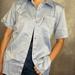 Levi's Tops | Levi's Workwear Short Sleeve Button Up Shirt Blue Cotton Poplin Womens Small | Color: Blue | Size: S