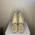 Anthropologie Shoes | Nwt Anthropologie Kmb Colorful Embroidered Cross Stitch Loafers Flats Sz 38 | Color: Green/Pink | Size: 7.5