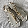 Michael Kors Shoes | Guc Michael Kors Holly Flat Thong Sandals Shoes Rope White Leather Size 10 | Color: White | Size: 10
