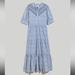 Madewell Dresses | Embroidered Puff-Sleeve Midi Dress In Cottage Garden | Color: Blue/White | Size: M