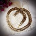 Vintage Cabouchon Necklace, 18Ct Gold Plate Chain & Austrian Crystal, Chunky