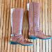 Nine West Shoes | Nine West Leather Riding Boots | Color: Brown/Gold | Size: 9.5