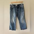 Free People Jeans | Free People Midrise Button-Fly Raw Hem Cropped Flare Jeans Size 28 | Color: Blue | Size: 28